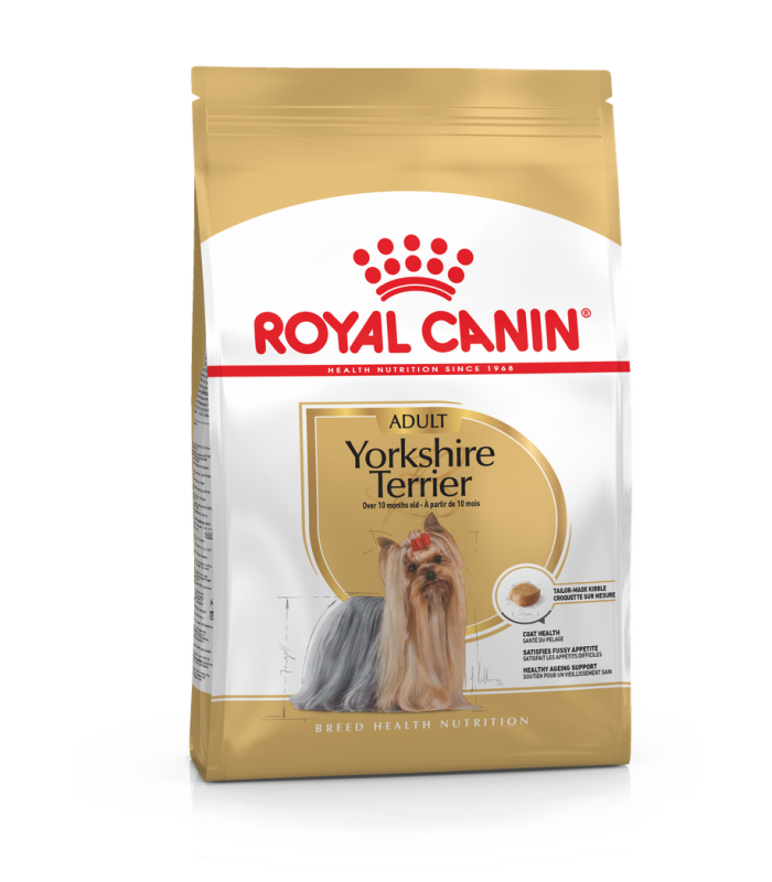 This dog food is specially formulated for adult Yorkshire Terriers providing an all-round nutritional diet. This formula contains enriched Omega 3 & 6 fatty acids, EPA, DHA and borage oil for maintaining the optimal healthy skin and a long coat. It also contains calcium chelators which help resist the formation of tartar keeping your Yorkshire Terrier’s dental health in check. * Weight:1.5kg